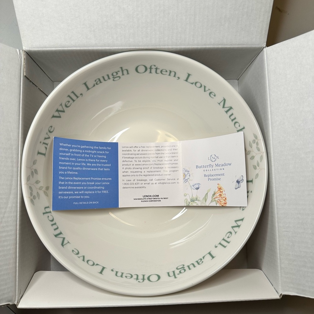 🦋 NIB Lenox Butterfly Meadow Sentiment Serving Bowl 🥣 - Picture 2 of 6